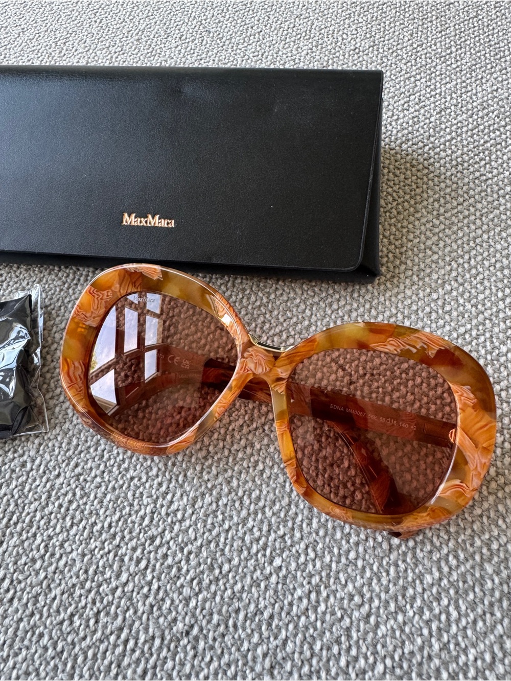 Max Mara Edna MM0087 Oversized Tortoiseshell Sunglasses Brown Acetate Italy NWT